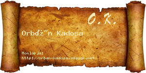 Orbán Kadosa névjegykártya