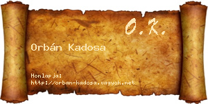 Orbán Kadosa névjegykártya